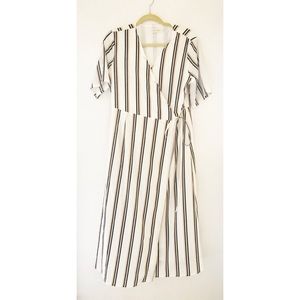 NWOT Roolee Midi Wrap Dress- Gold and Black Stripe